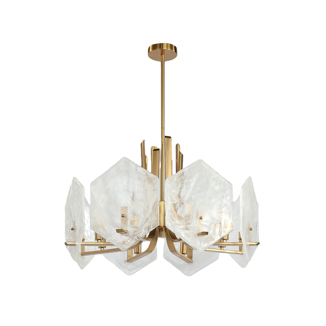 Aurelia Gold Geometric Chandelier – Vintage Industrial Pendant Light for Dining & Living Spaces
