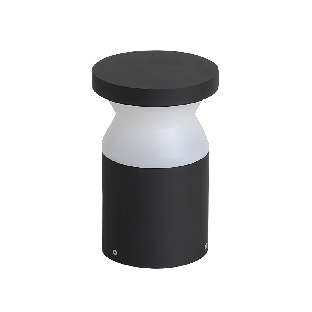 Modern Bollard Path Light in Sand Black Stainless Steel for Garden Walkways