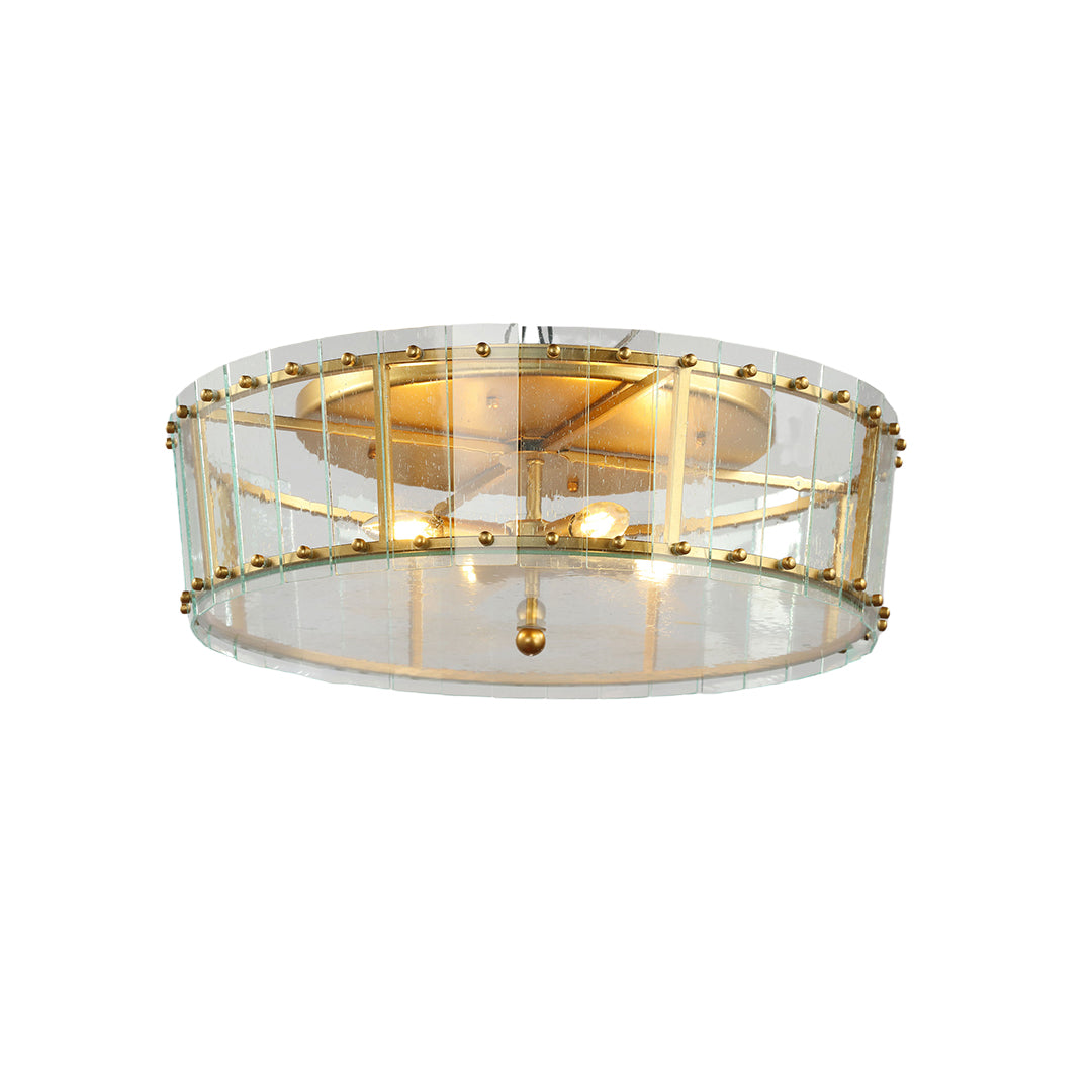 Lumière Flush Ceiling Light in Gold and Glass