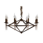 Nordic Brown Metal Chandelier with Acrylic Shades, 8-Light Candle Ceiling Fixture
