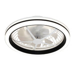 Modern White Flush Mount Ceiling Fan with LED Light and Remote