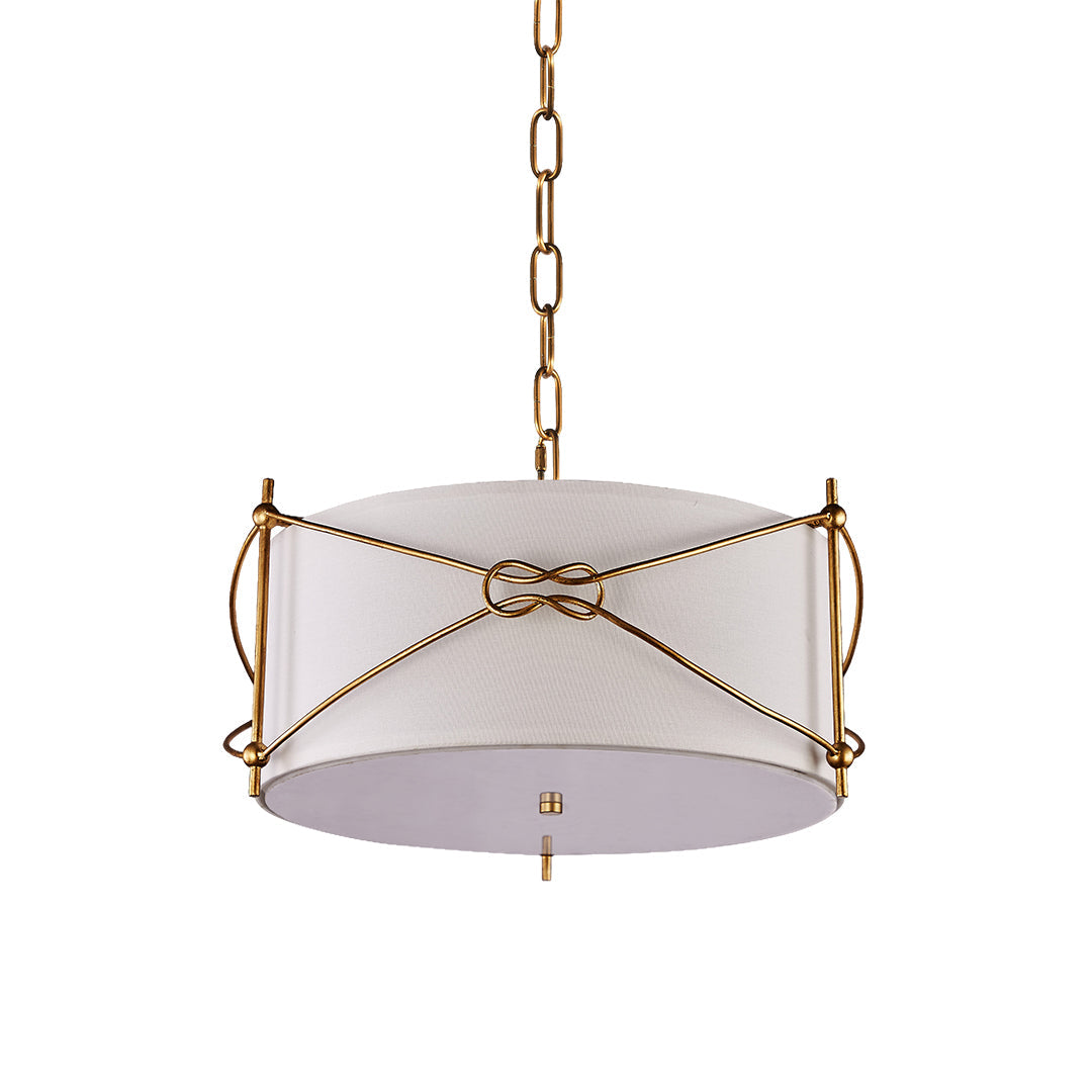 Lumina White Drum Pendant Light with Polished Gold Accents