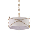 Lumina White Drum Pendant Light with Polished Gold Accents