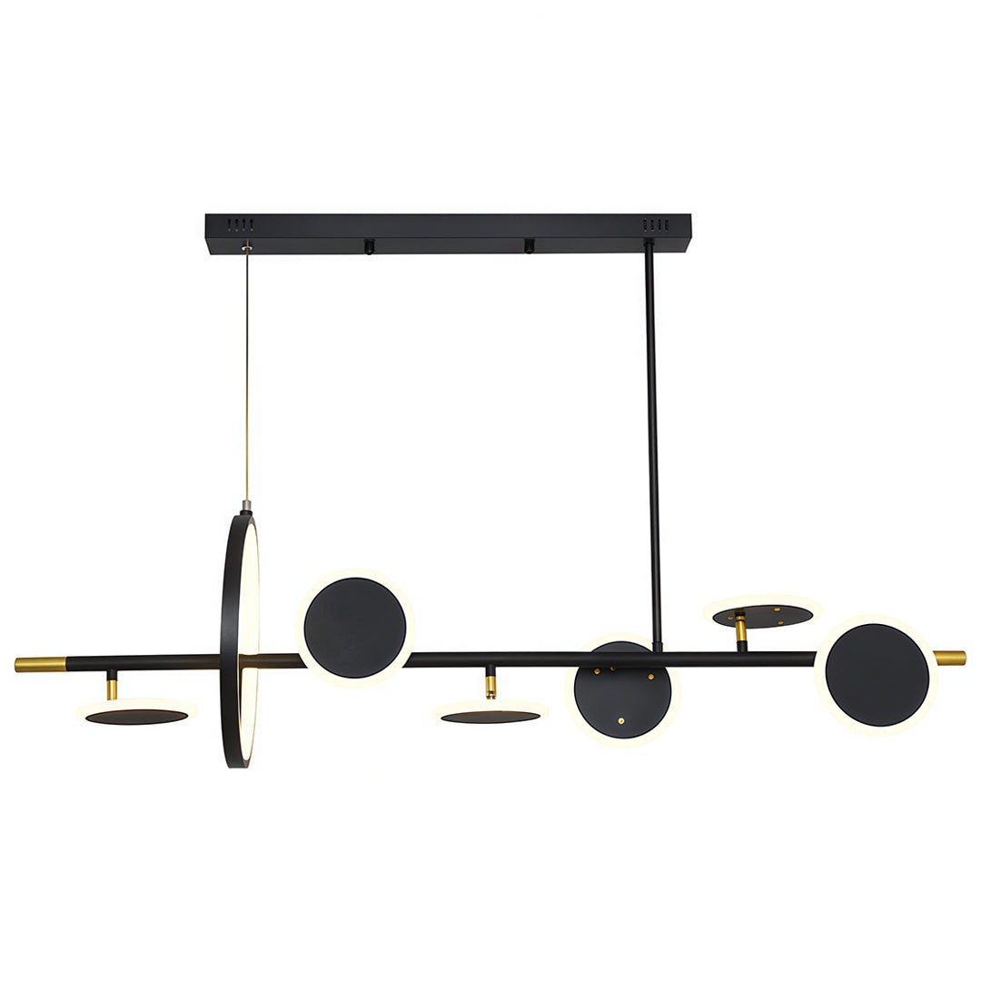 Aurelia Six-Light Linear LED Chandelier in Black and Gold with Silicone Shades