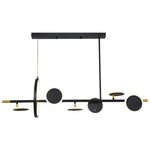 Aurelia Six-Light Linear LED Chandelier in Black and Gold with Silicone Shades