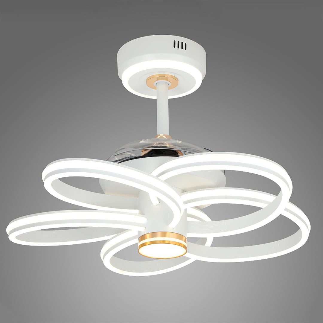 White Ceiling Fan with Integrated LED Light – Modern Nordic Design