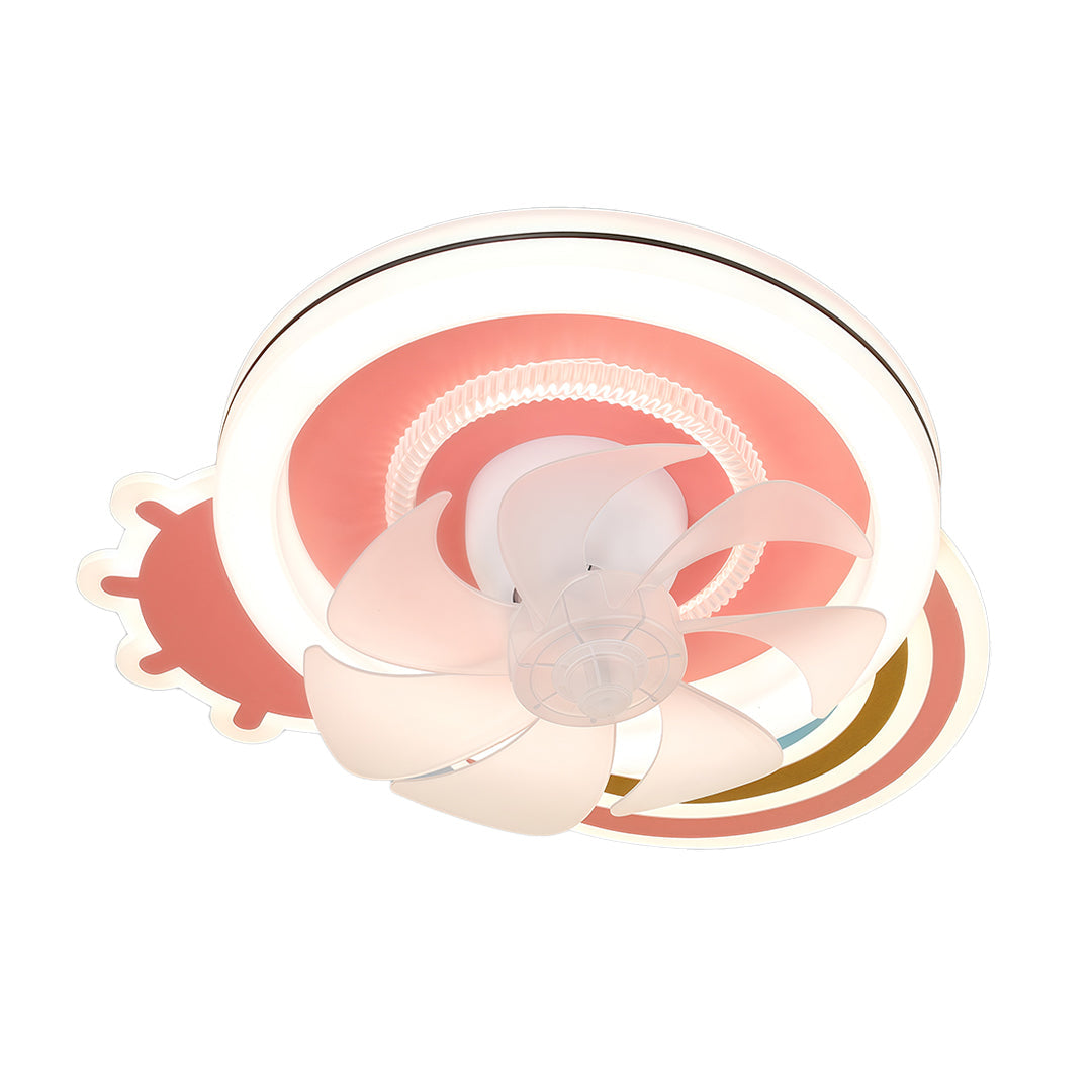 Petal Glow Ceiling Fan with Dimmable LED Light, Pink and White for Kids' Rooms