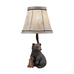 European Style Bear Resin Table Lamp with Fabric Shade