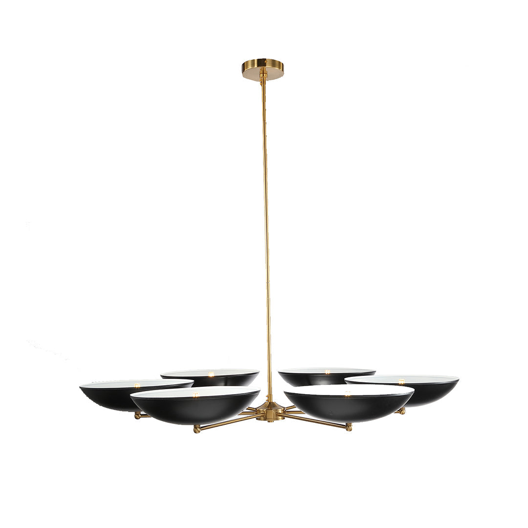 Noir et Or Chandelier – Contemporary French Vintage Six-Light Pendant