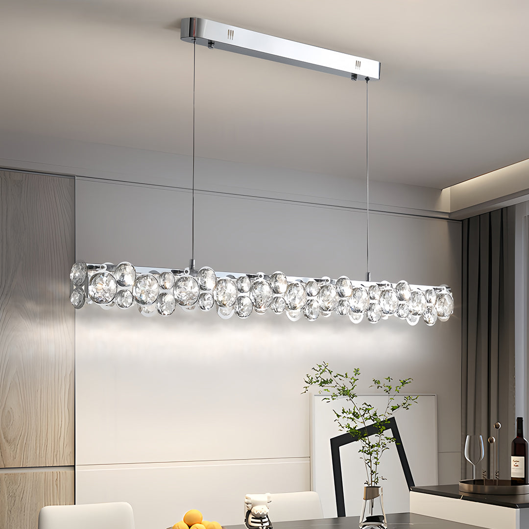 Linear Crystal Pendant Light in Silver Finish for Modern Interiors