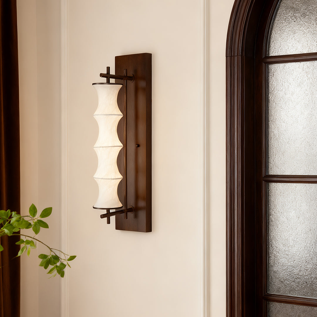 Bamboo Node Silk Wall Sconce in Walnut Finish – Warm LED Accent Light