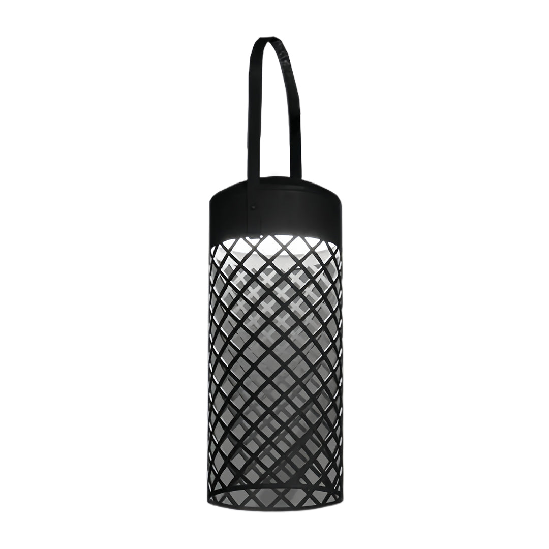 Minimalist Black Outdoor Pendant Lantern with Warm LED Glow