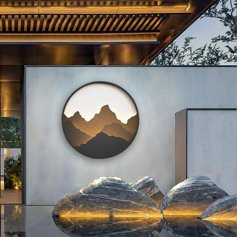 Rustic Mountain Scenery LED Outdoor Wall Light – Waterproof Garden & Patio Lighting