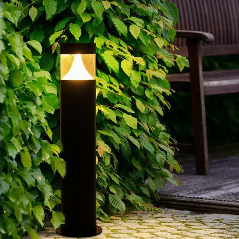 Round LED Outdoor Post Light in Black Aluminum for Modern Landscapes