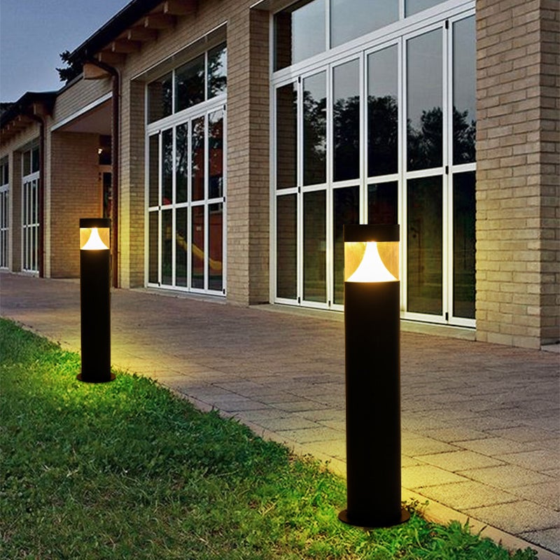 Round LED Outdoor Post Light in Black Aluminum for Modern Landscapes