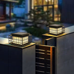 Stainless Steel Solar Pillar Lights with Alabaster Shade for Modern Courtyards
