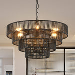 Zen-Inspired Japanese Chandelier with Natural Jute Rope – 6 or 8 Lights