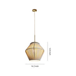 Hand-Braided Hemp Rope Pendant Light with Iron Frame, Japanese Retro Style, Adjustable Cord