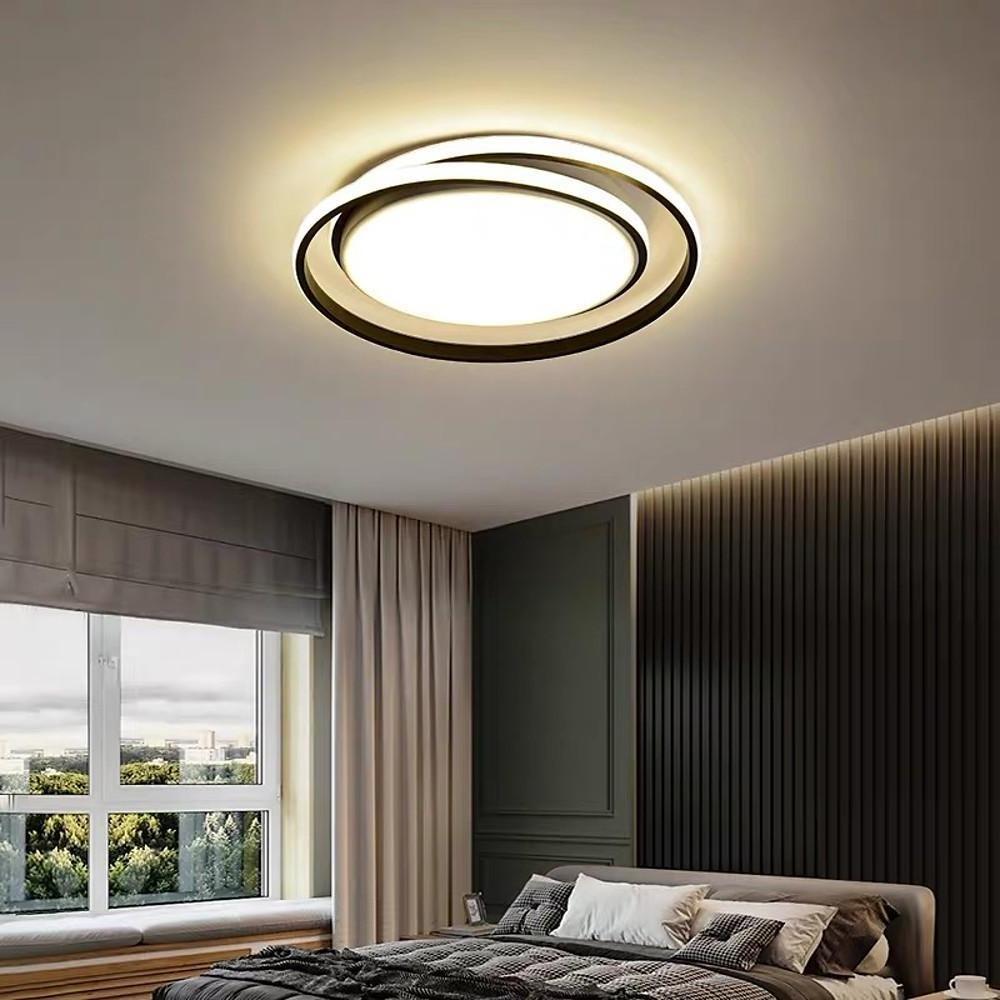 Lumina Circle LED Flush Mount Ceiling Light in Black and Gold for Modern Bedrooms