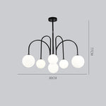 Sputnik Multi Light White Ball Glass Shade Pendant Lights Gold Black Curved Linear Chandelier 1