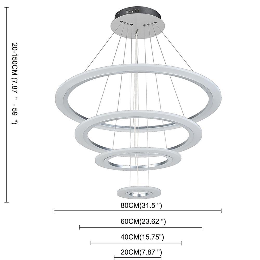 Modern 4-Ring LED Chandelier with Adjustable Hanging