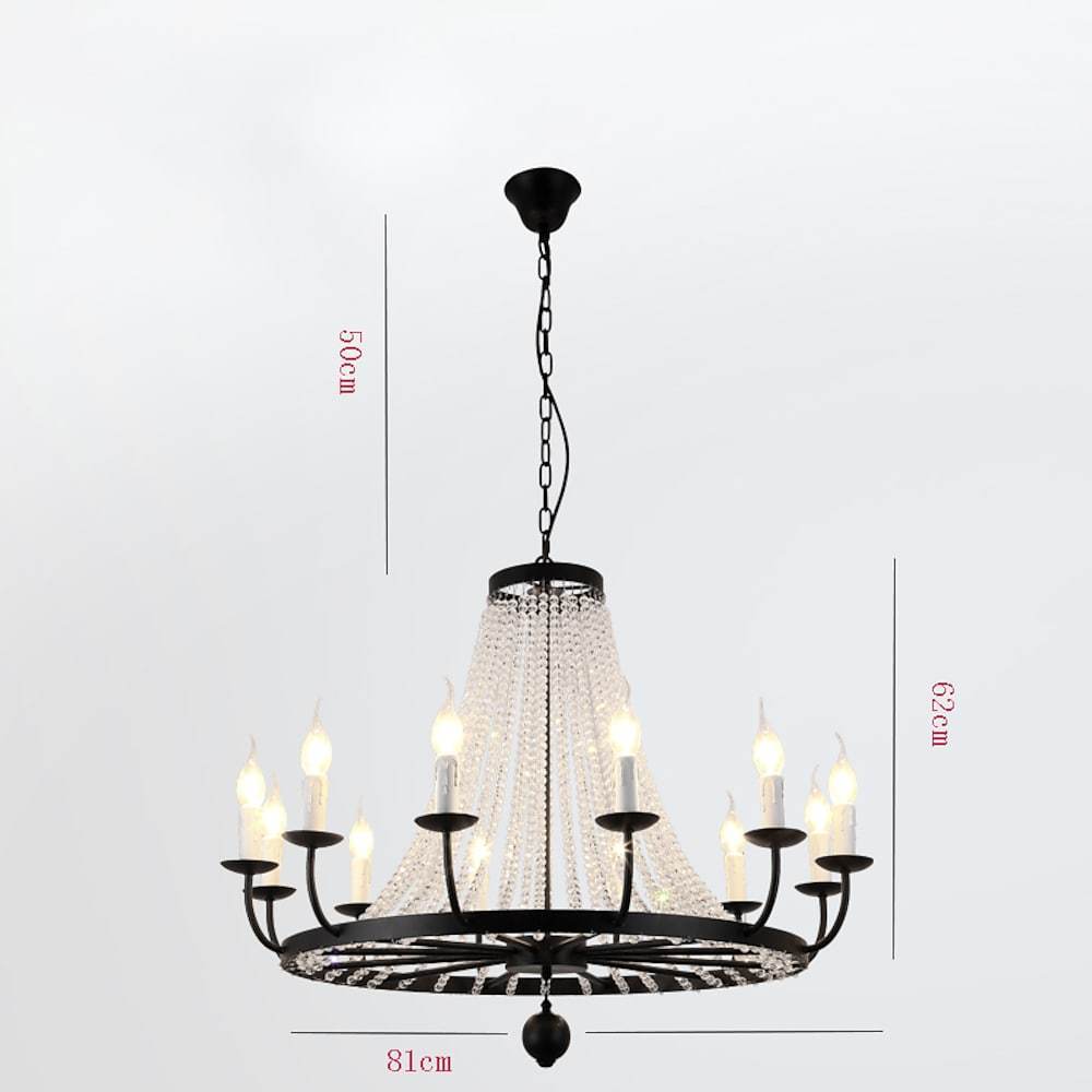 Empire Wagon Wheel Chandelier 8 10 12 Candle Lights 20 Adjustable Chain Crystal Accents
