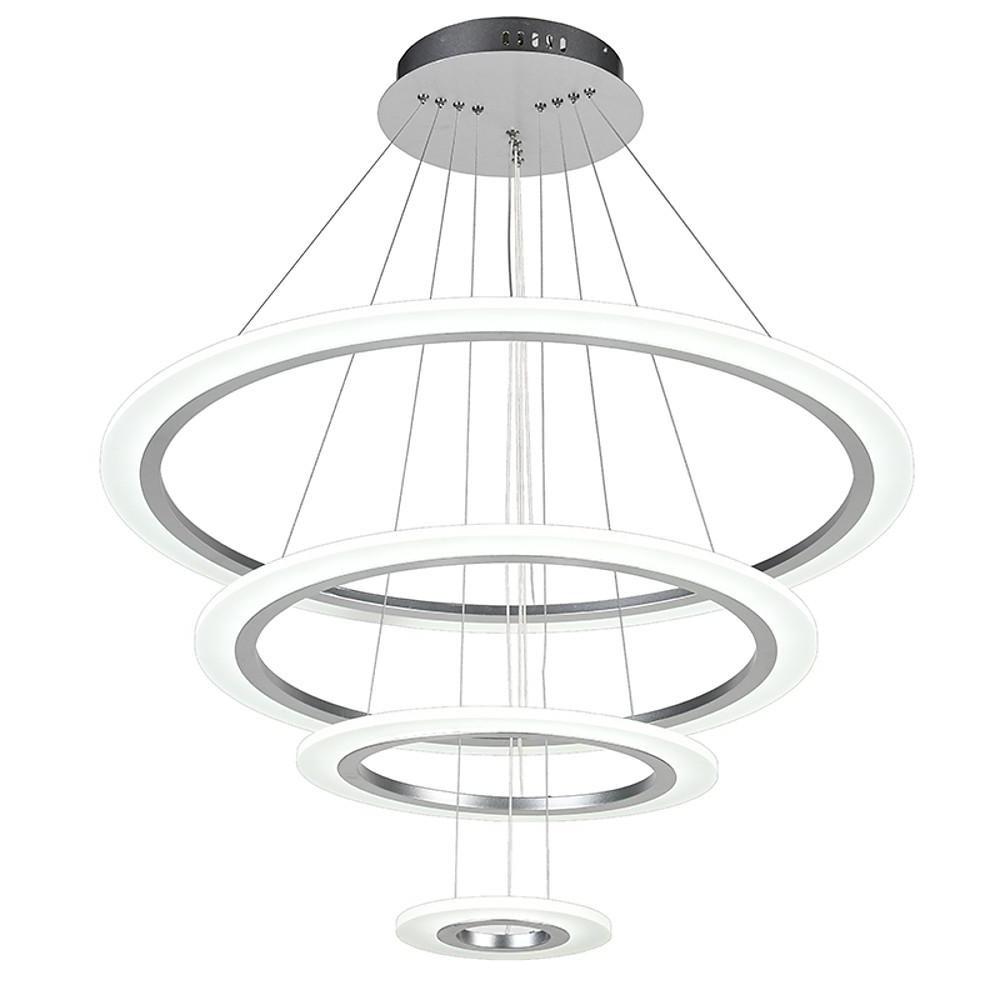 Modern 4-Ring LED Chandelier with Adjustable Hanging