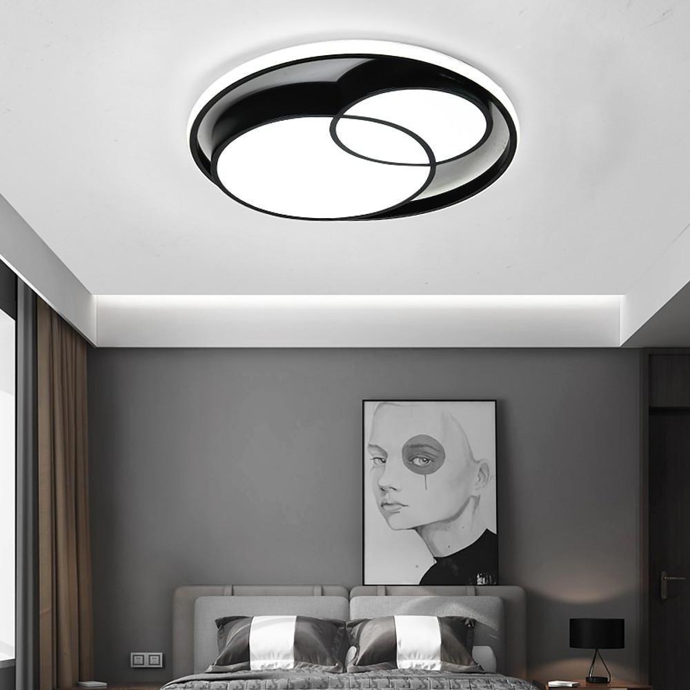 Trio of Illumination: Modern LED Flush Mount Ceiling Light in Matte Black