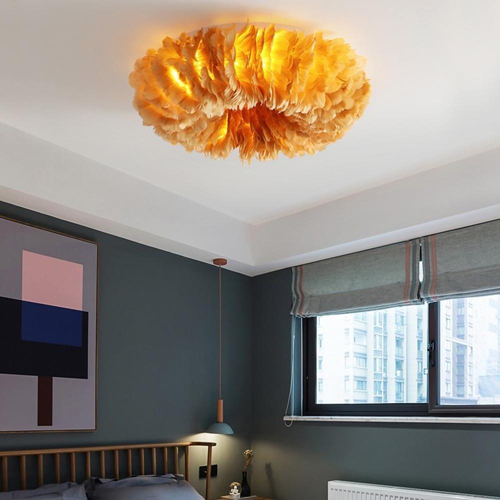 Aurelia Round Feather LED Flush Mount Ceiling Light – Nordic-Inspired Ambient Illumination