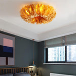 Aurelia Round Feather LED Flush Mount Ceiling Light – Nordic-Inspired Ambient Illumination