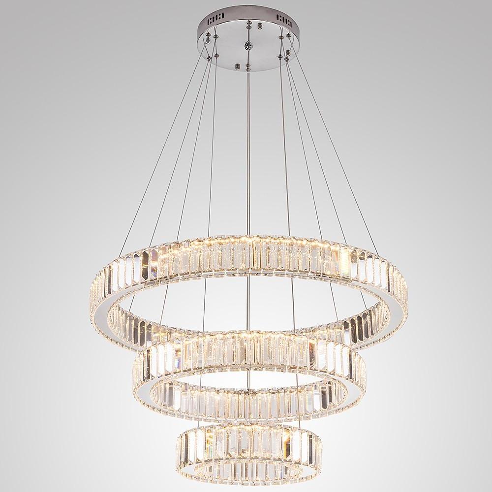 Chrome Crystal 3 Tier Pendant Light Modern Chandelier