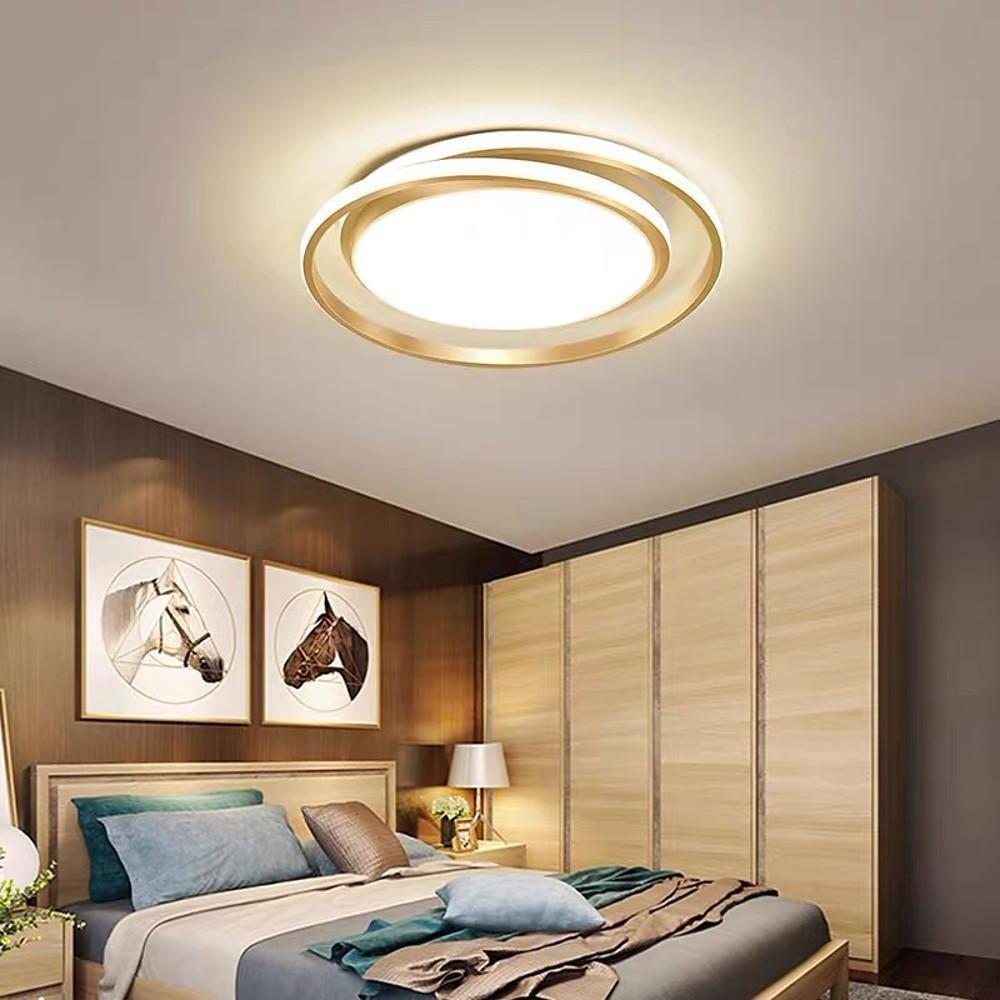 Lumina Circle LED Flush Mount Ceiling Light in Black and Gold for Modern Bedrooms