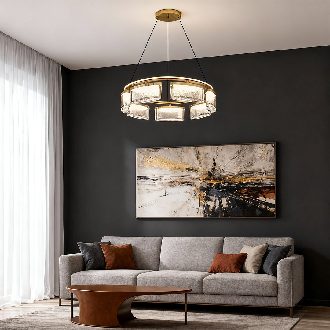 Lumina Crystal Chandelier in Gold Aluminum for Grand Interiors