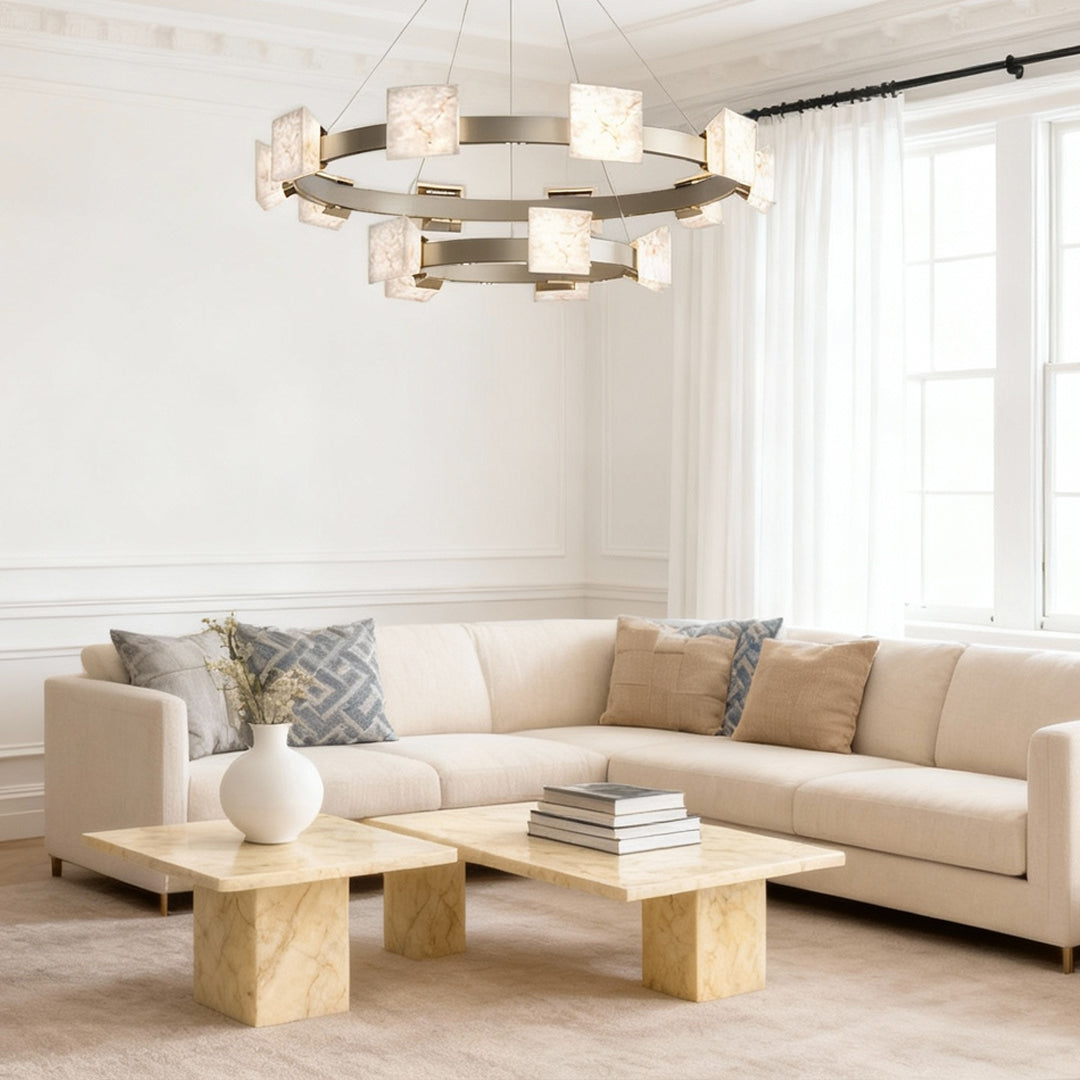 Modern Cloud Stone Kitchen Island Chandelier with Gold Aluminum Frame