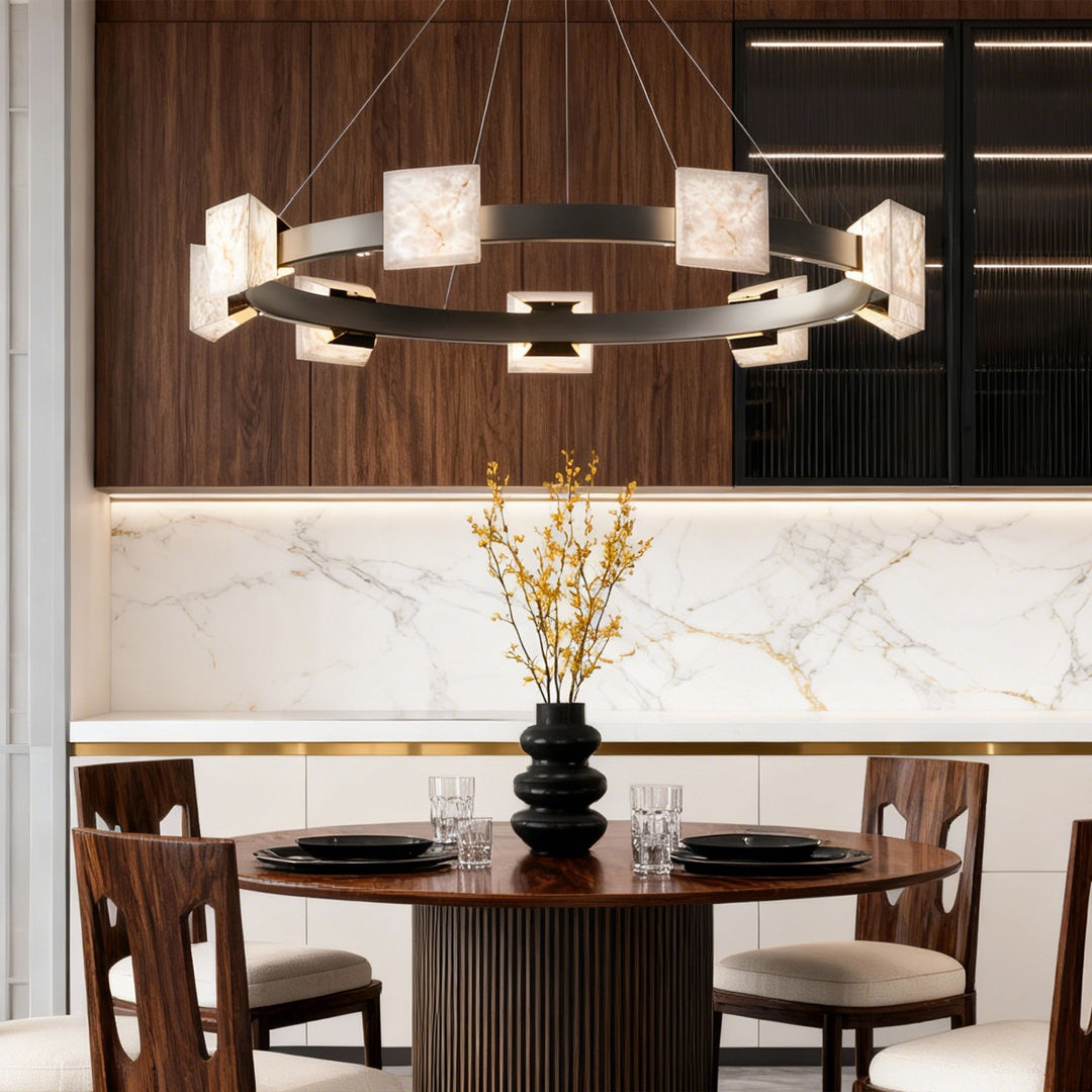 Modern Cloud Stone Kitchen Island Chandelier with Gold Aluminum Frame