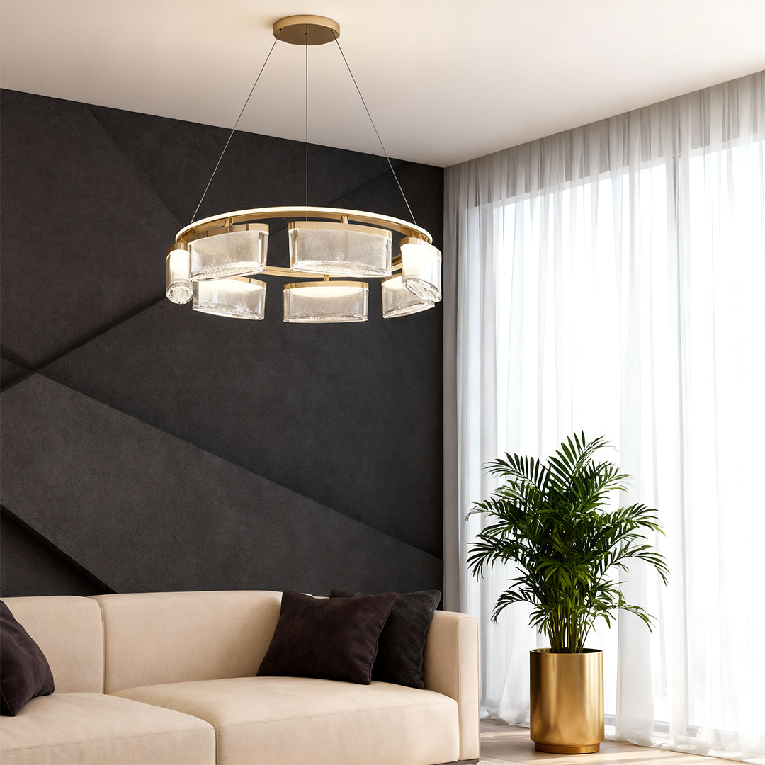 Lumina Crystal Chandelier in Gold Aluminum for Grand Interiors