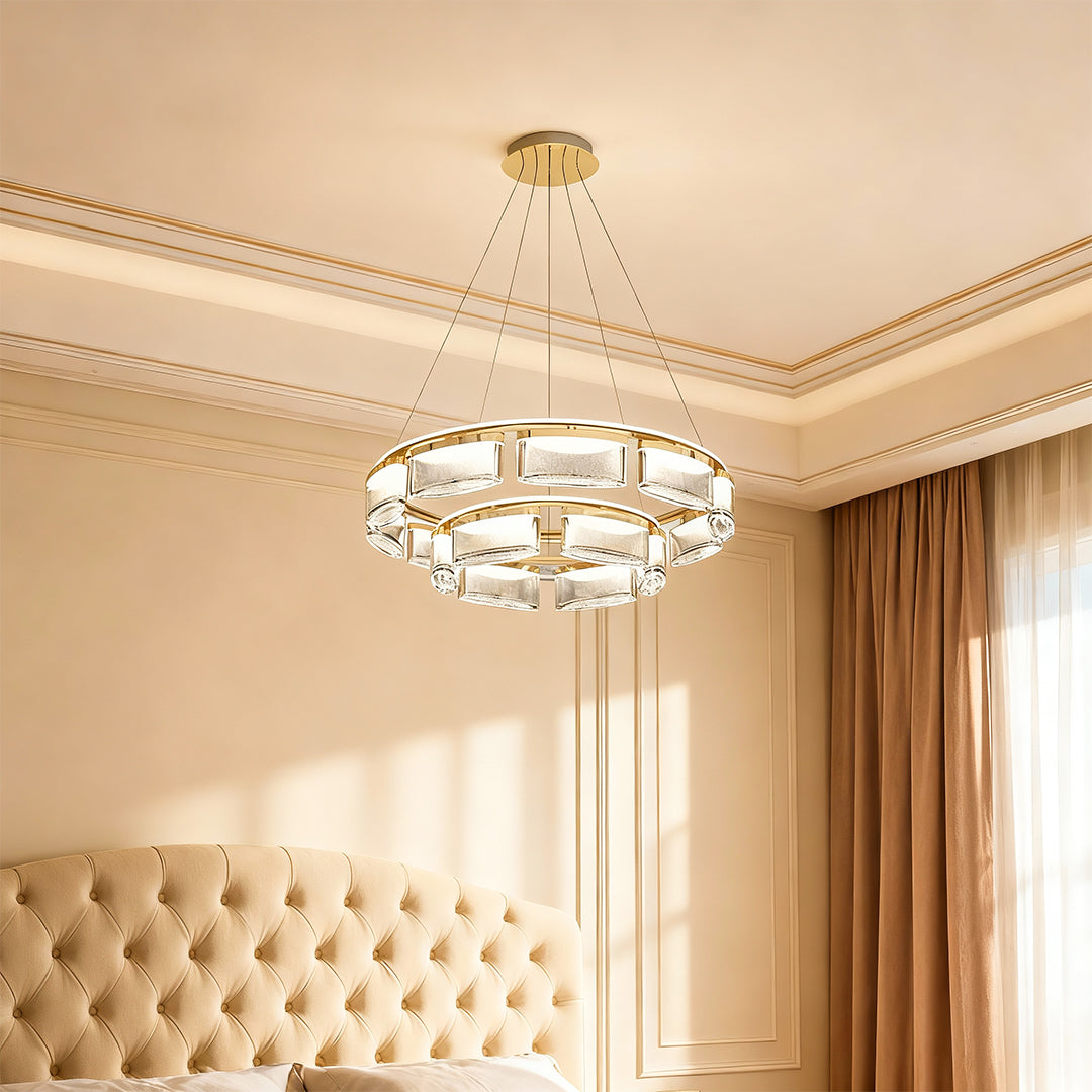 Lumina Crystal Chandelier in Gold Aluminum for Grand Interiors