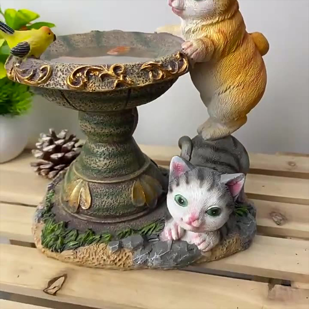 Handcrafted Resin Cat Solar Garden Lights with Warm LED Glow