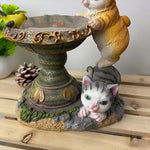 Handcrafted Resin Cat Solar Garden Lights with Warm LED Glow