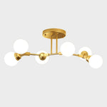 Linear Sputnik Semi Flush Mount Light With 6 White Opal Glass Shades 31 Dia