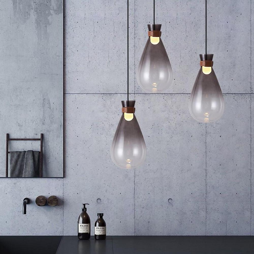 Artisan Teardrop Pendant Light in Smoke Grey or Clear Glass