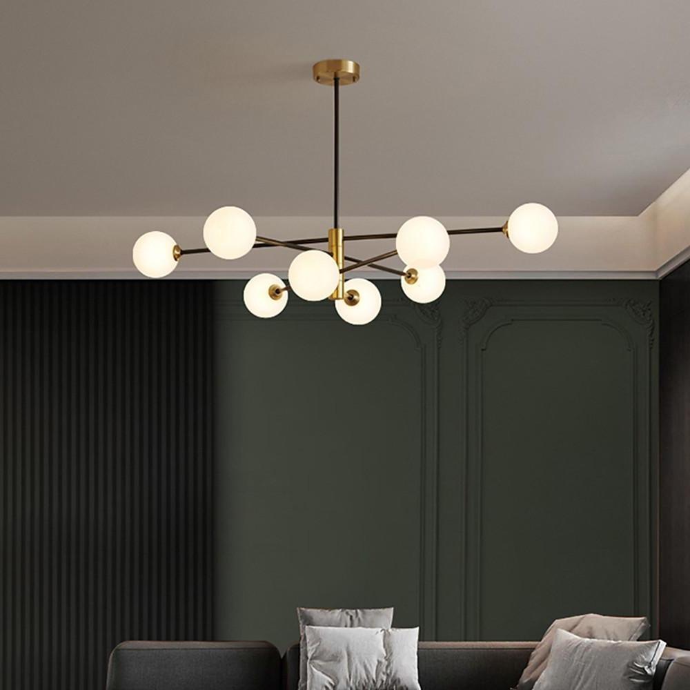 Aurelia Eight-Light Globe Pendant in Black and Gold