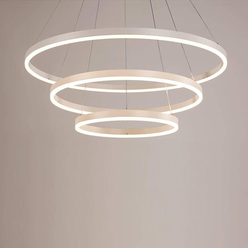 Trio of Illumination: Modern LED Chandelier with Adjustable Rings