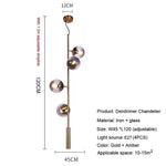 Aurora Linear Glass Globe Chandelier in Gold for Modern Dining Rooms