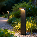 L-Shaped Solar LED Bollard Light in Black for Pathways and Gardens