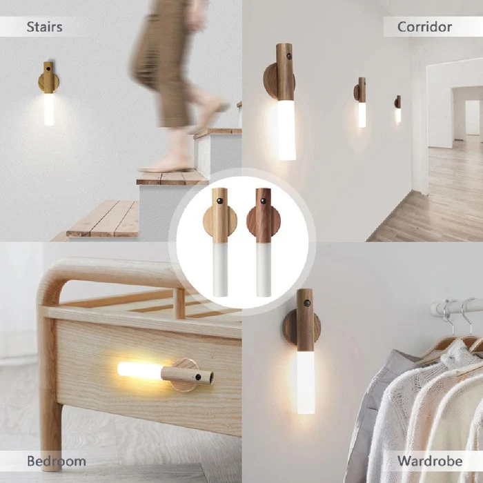 Wooden Usb Rechargeable Wall Light