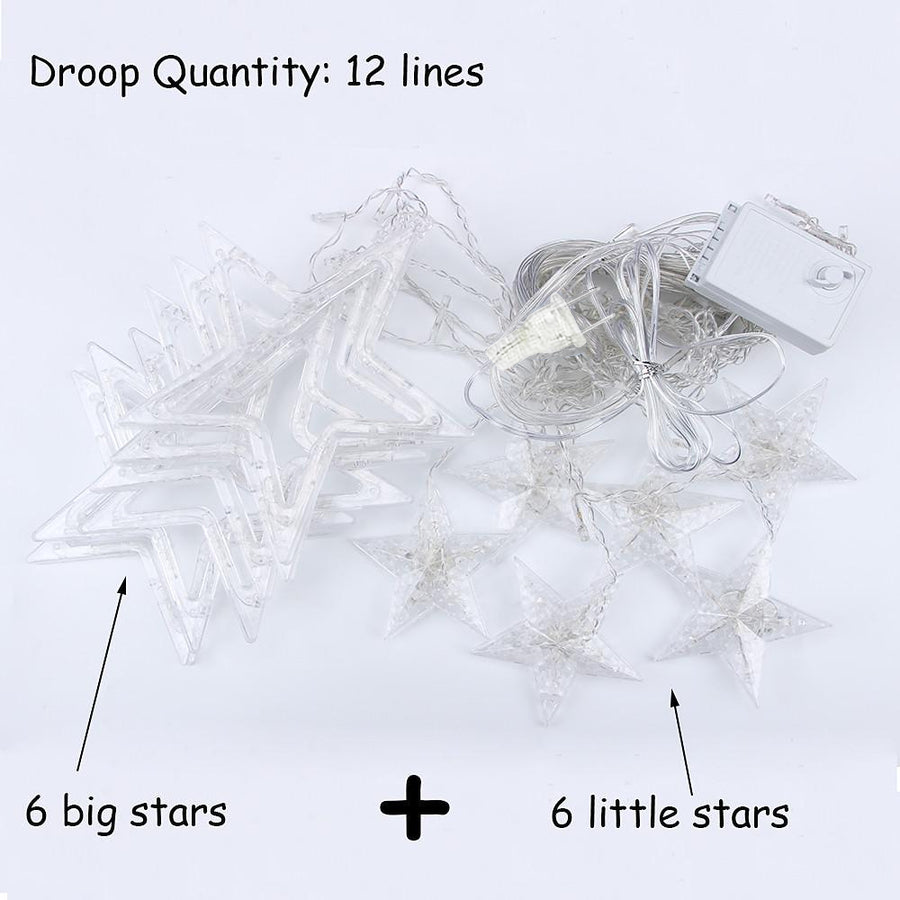 Stellar Cascade LED Curtain Lights – 8.2ft Acrylic Star String Lighting for Indoor & Outdoor Ambiance