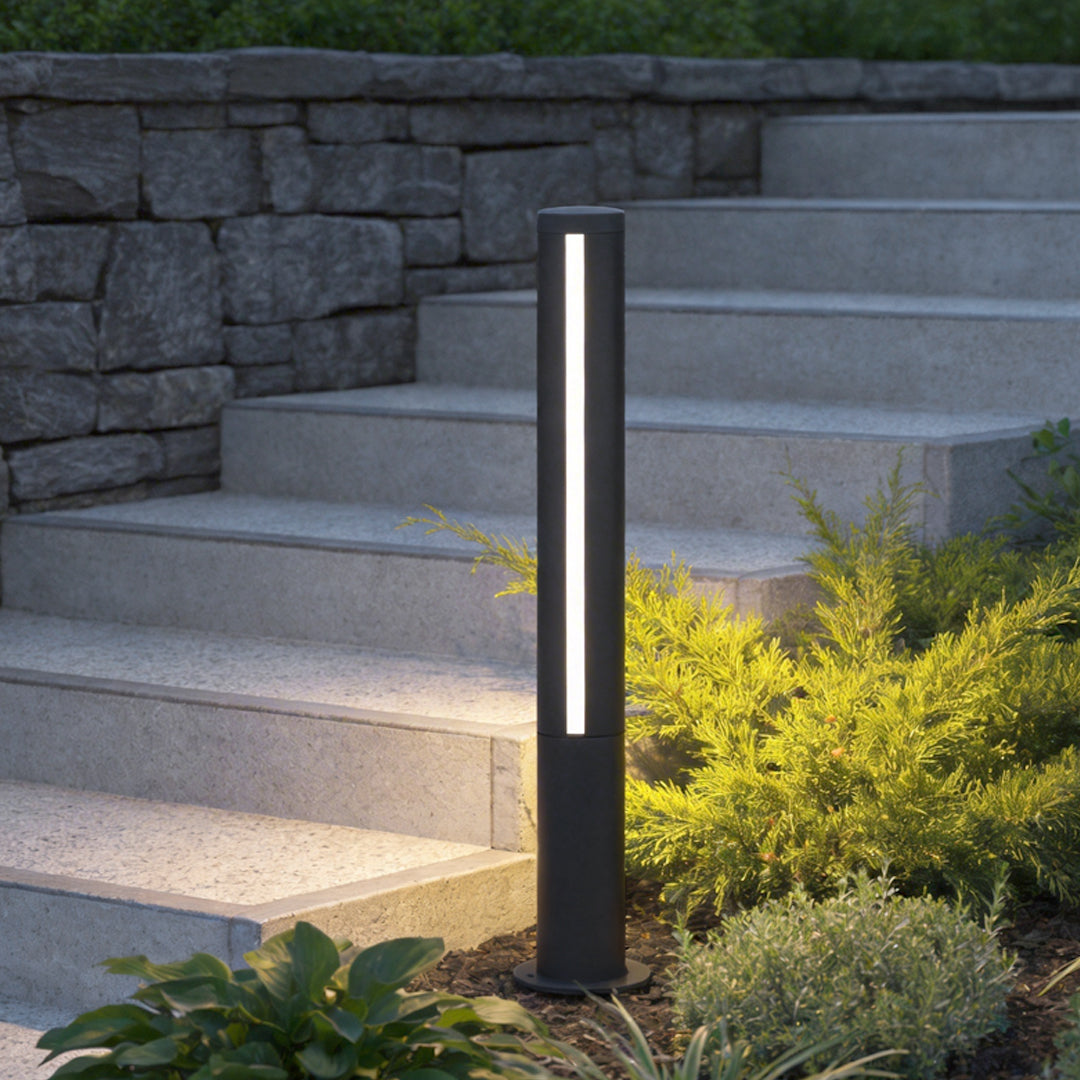 Modern Landscape Bollard Light with Warm LED Glow for Pathways and Courtyards
