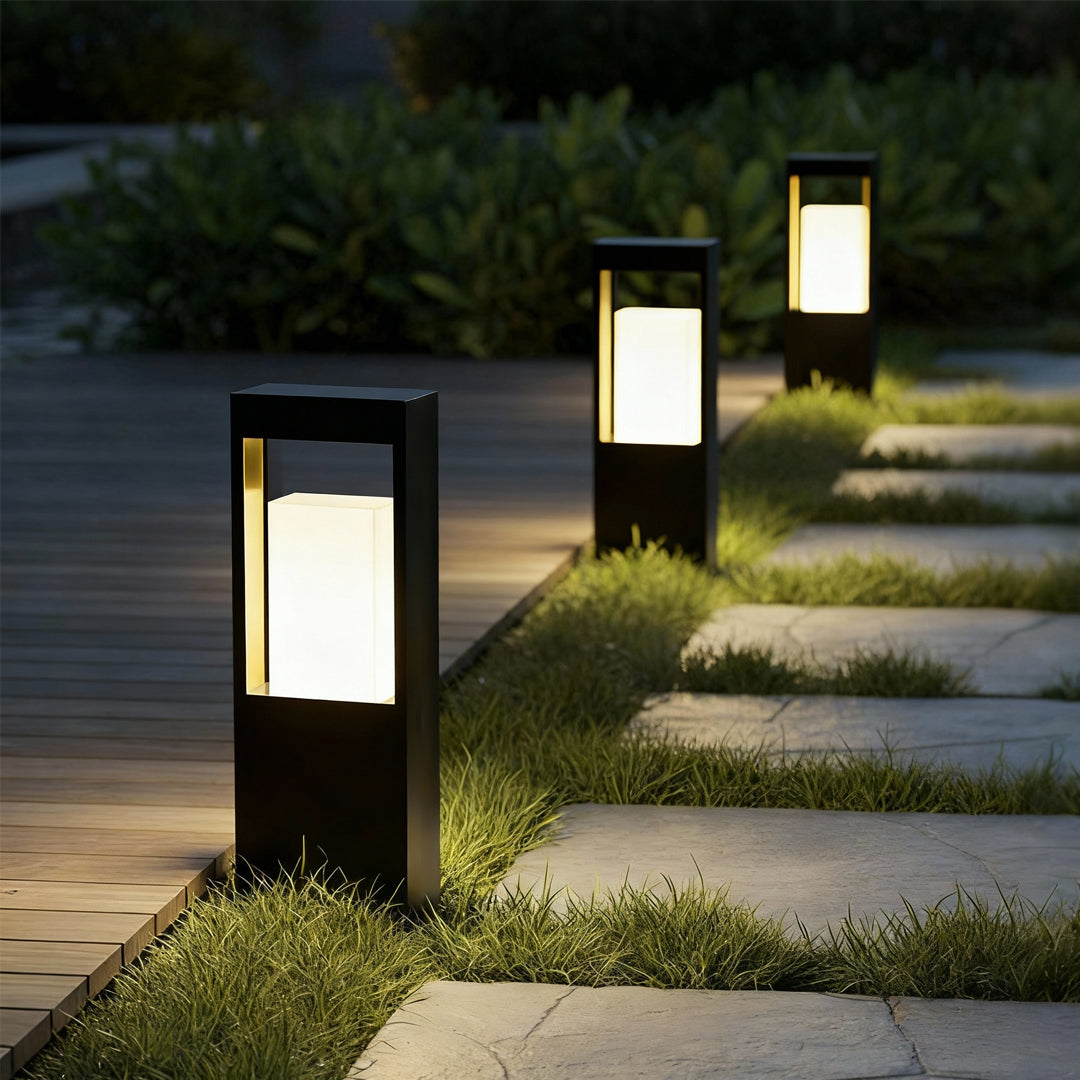 Modern Square Bollard Light for Courtyard and Garden Paths