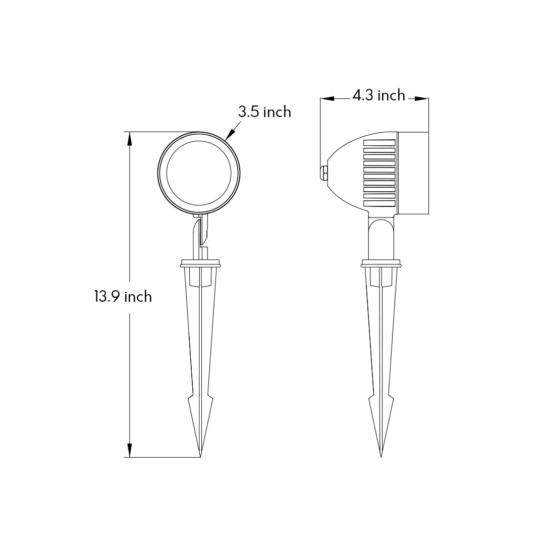 Minimalist LED Outdoor Spotlight with Ground Spike, Warm White 3000K